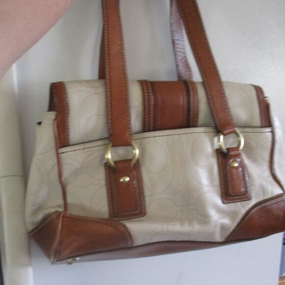 Coach Brown cream classic Leather Satchel purse - Picture 14 of 14